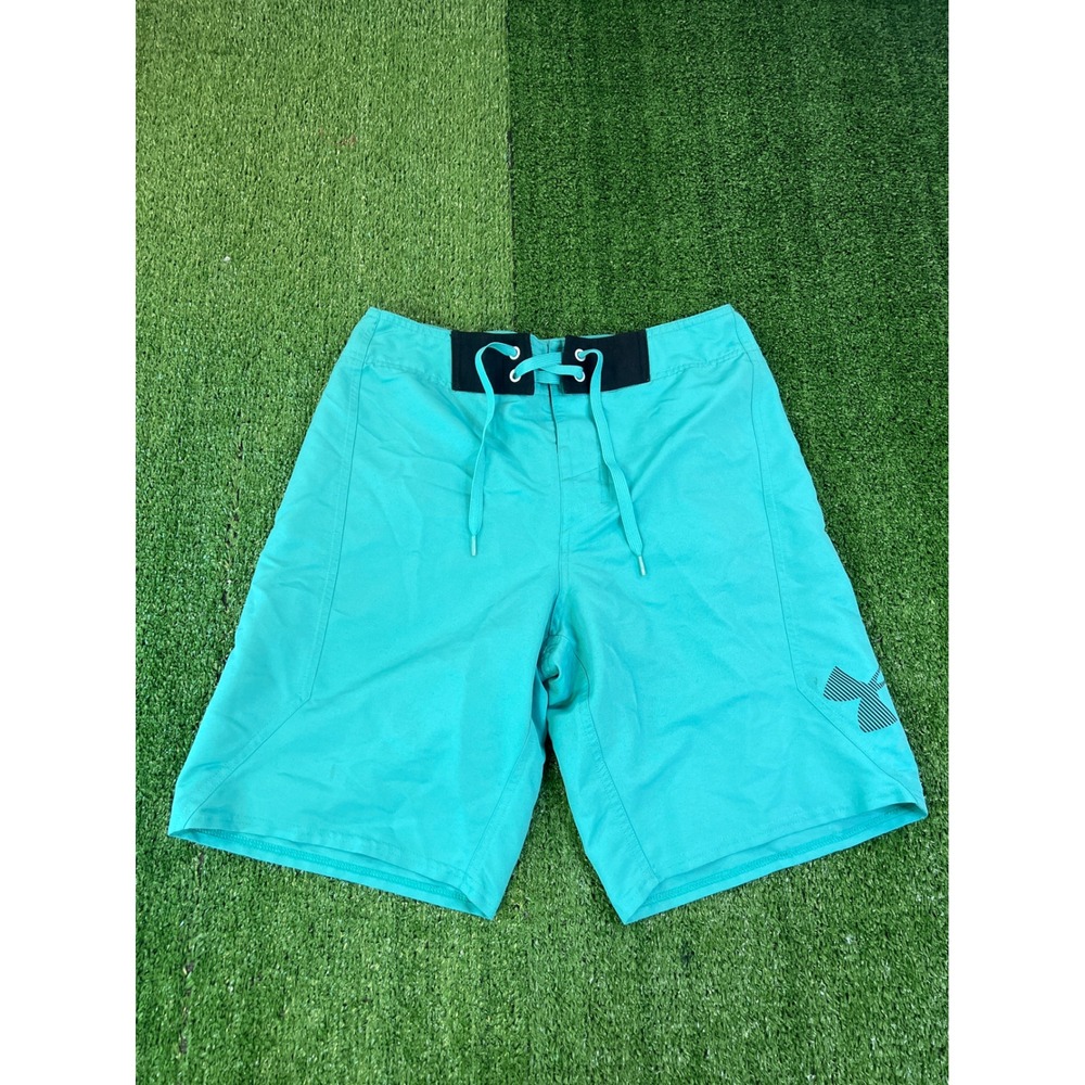 Under Armour Mens Aqua Blue Board Shorts Swim Trunks Size 30 Lace Up Athletic